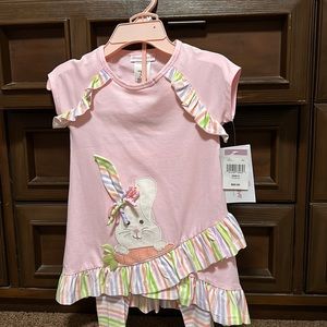 New Bonnie Jean 2Pc Ruffled Top and Legging Set with a Bunny Appliqué’